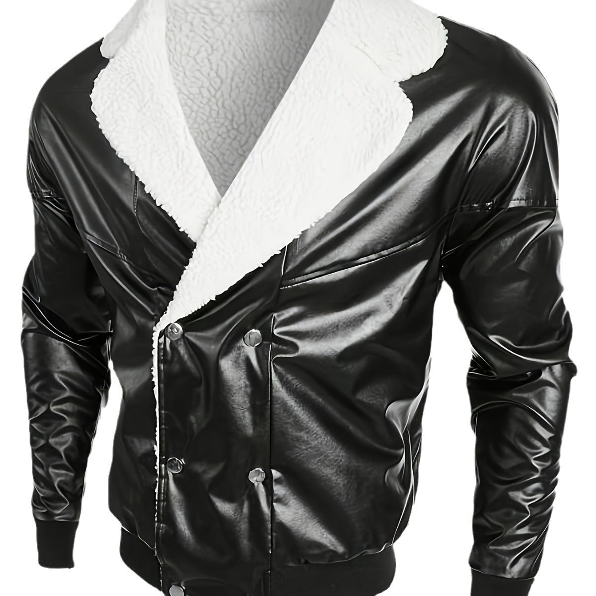 Men's Leather Fleece-lined Thickened Casual jacket
