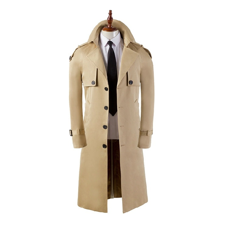 Men's Trench Coat Super Long Over The Knee Slim Business Casual coat