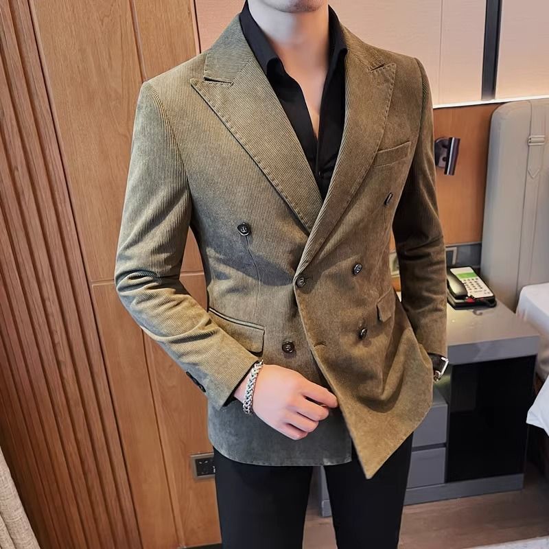 Light Luxury Corduroy Suit Jacket Autumn And Winter Double Breasted Casual suit