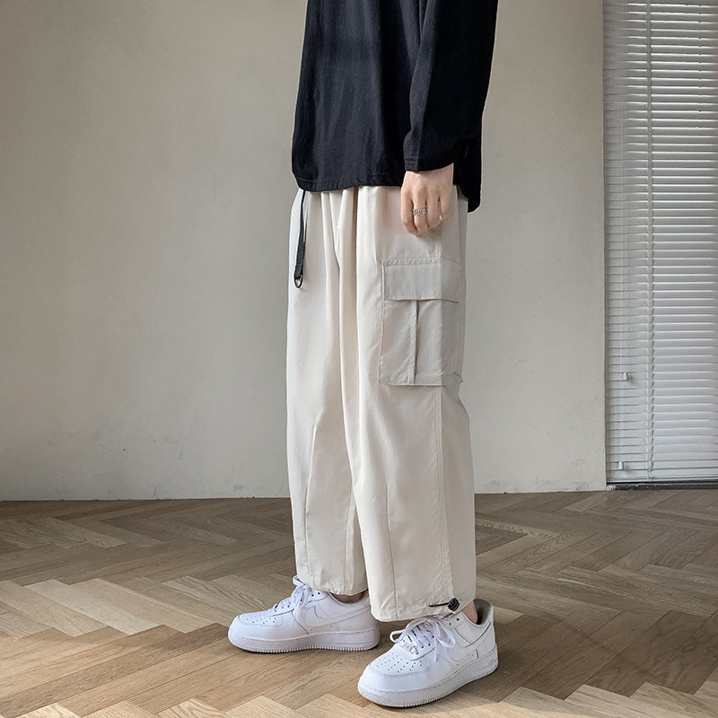 Mens Sports Casual Loose Fitting Wide Leg Trousers