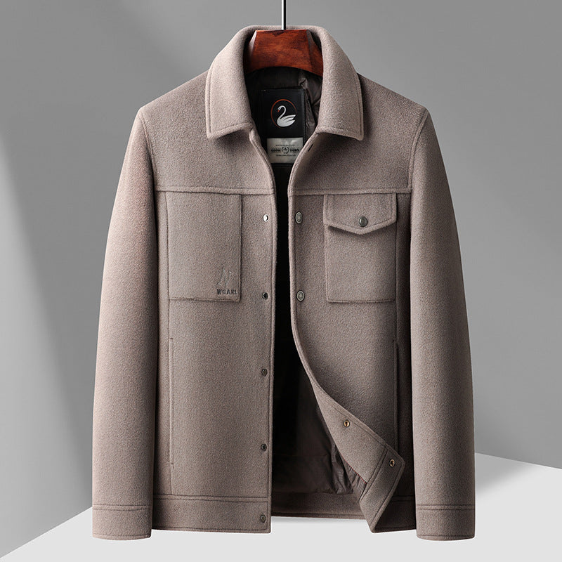 Autumn And Winter Men's Lapel Detachable Down Feather Liner Wool Workwear Jacket