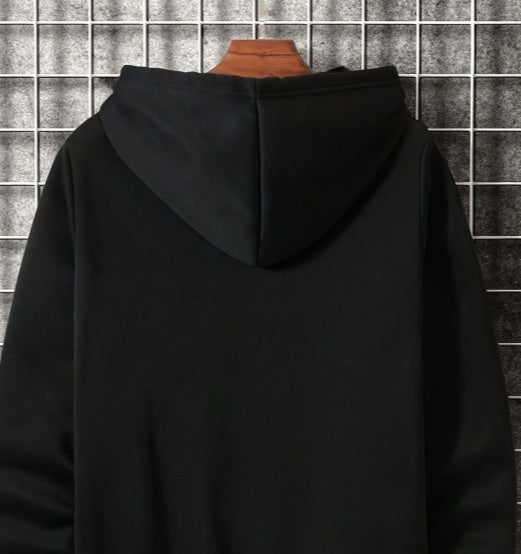 Men's Casual Geometric Pattern Hooded Sweater With Bag