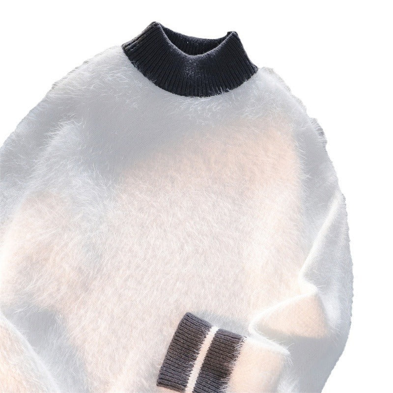 Mock-neck Stripes Sweater Men