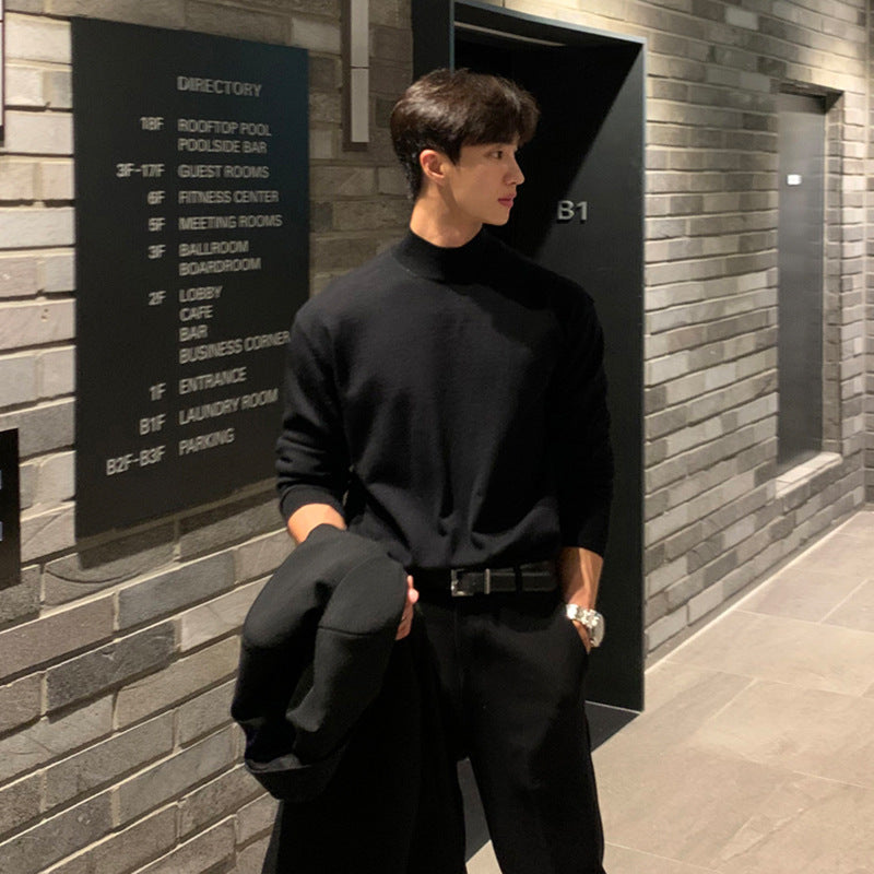 Long Sleeve Inner Wear Mock Neck Sweater Men