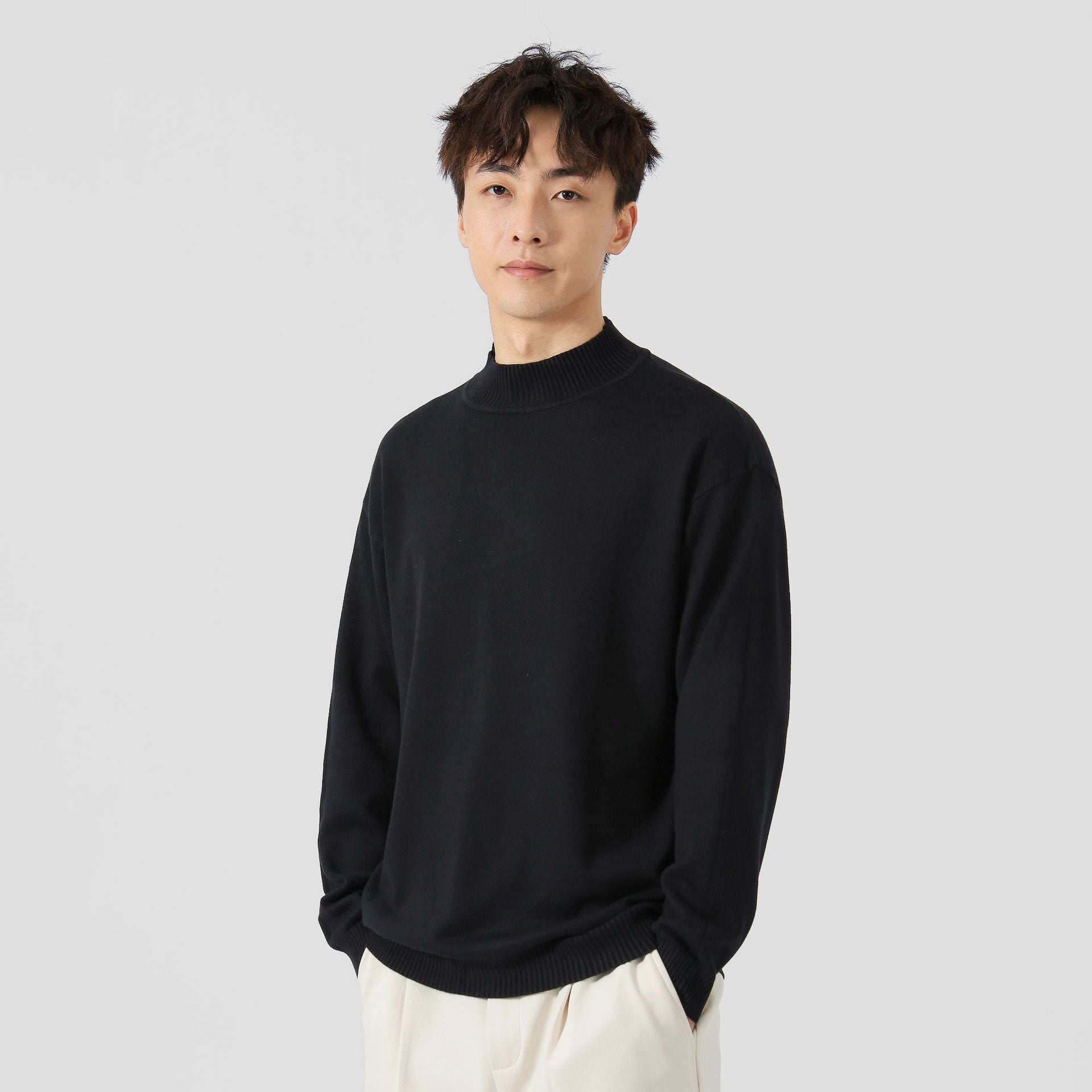 Solid Color Loose Inner Wear Leisure Warm Bottoming Long-sleeved Sweater