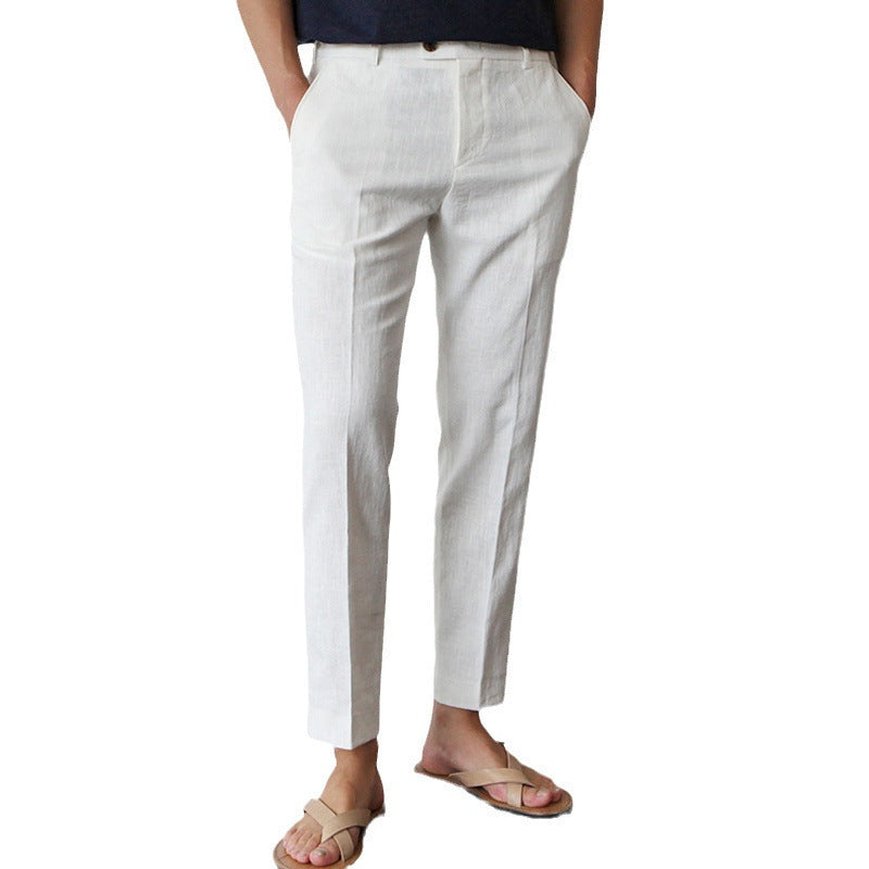 Cotton Cropped Linen Trousers
