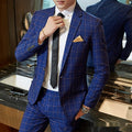 Men's Korean-style Business Suit Slim-fit Plaid Casual Wear