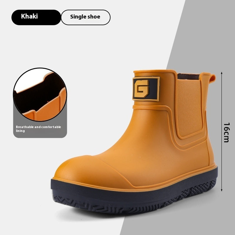 Men's Short Non-slip Waterproof Shoes Fleece-lined Platform boots