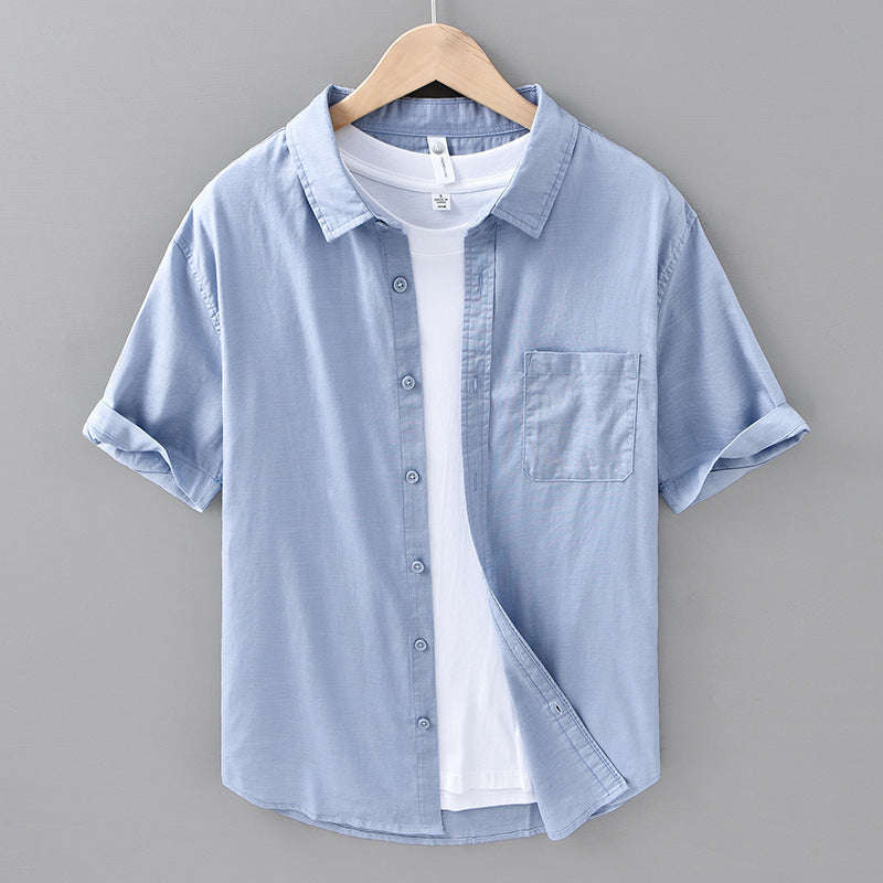 Thin Menswear Linen Short Sleeve Shirt