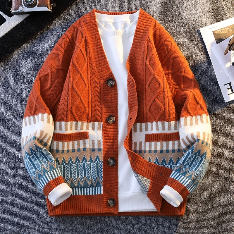 Knitwear All-match Loose Contrast Color Warm sweater