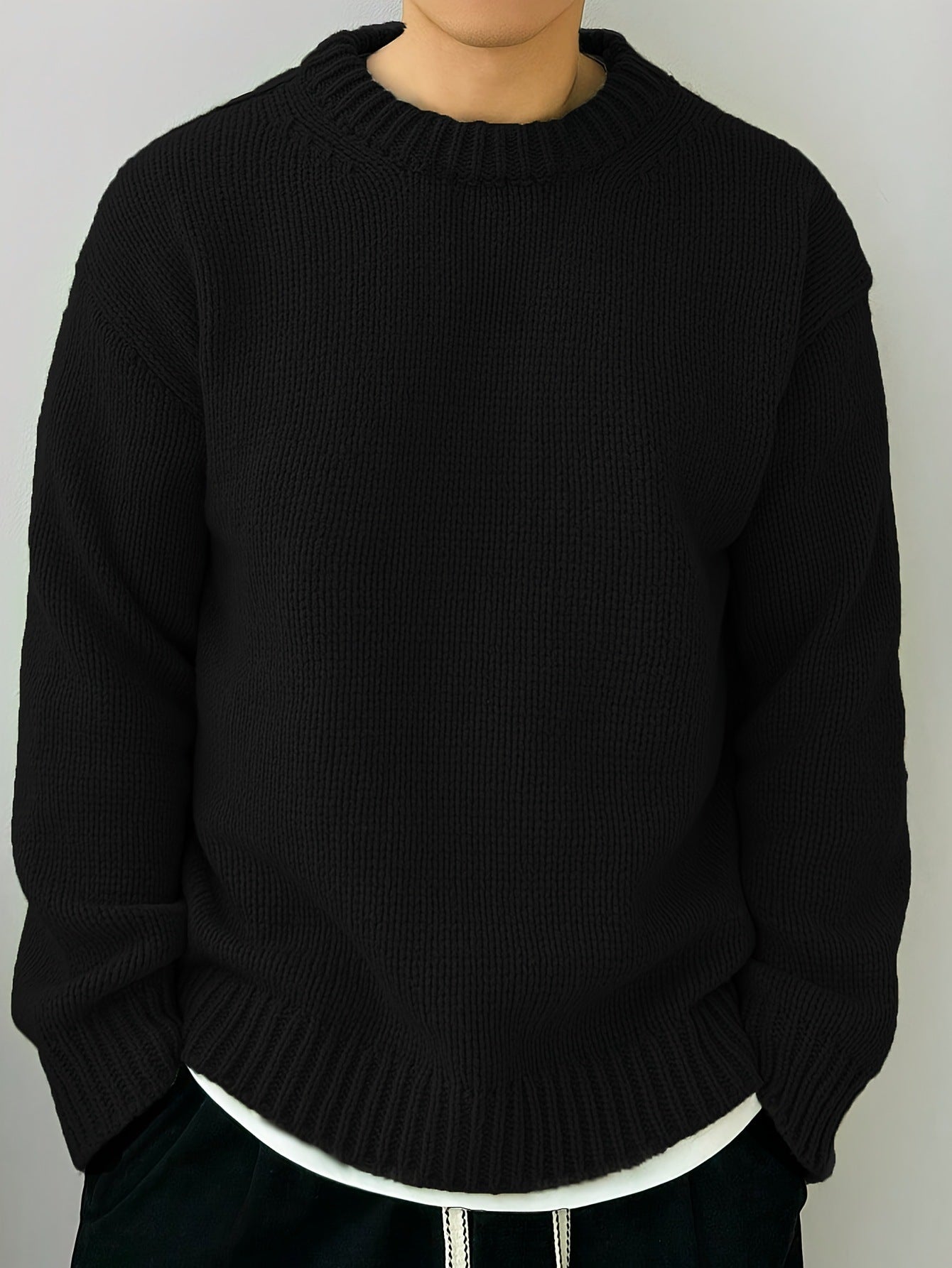 Loose Knitted Pullover Leisure Japanese-style Retro Long Sleeve Round Neck Sweater Men