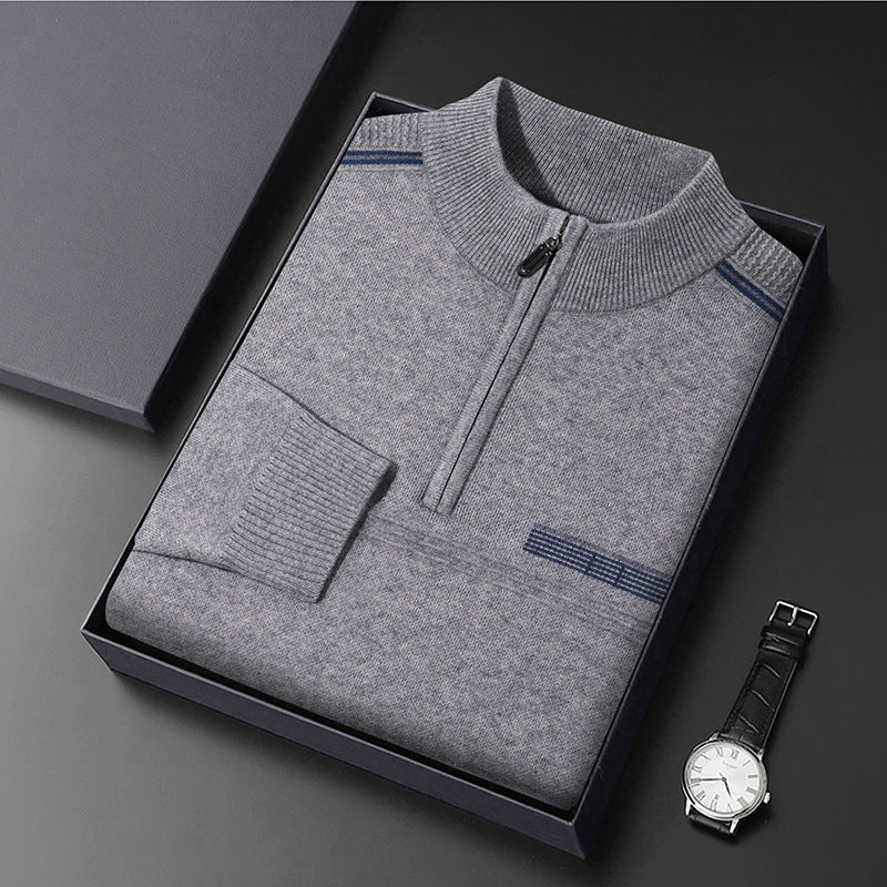Men's Half-turtleneck Zipper Sweater For Middle And Elderly aged