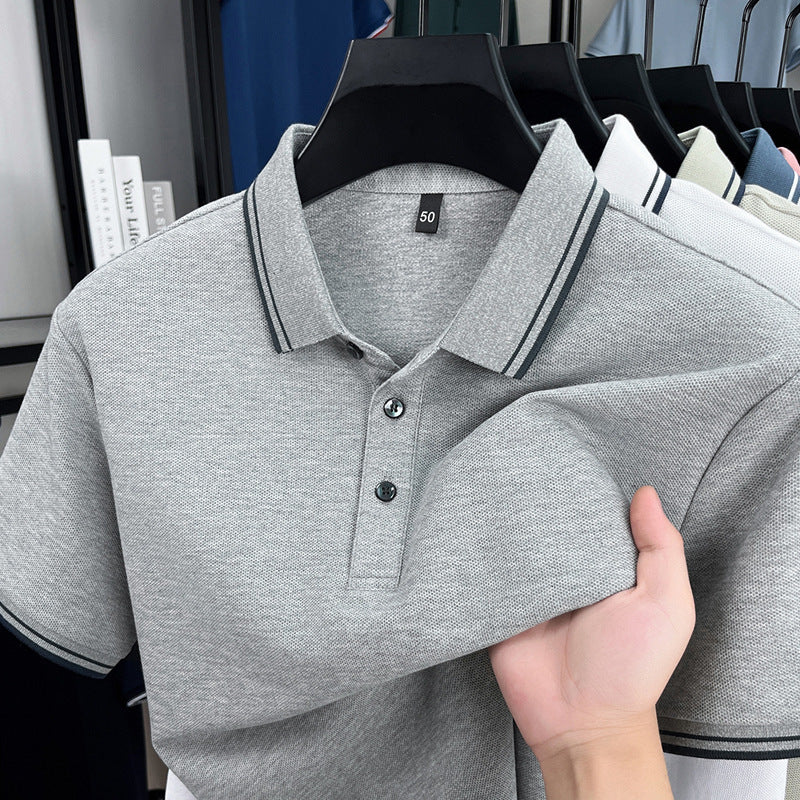 Summer Lapel Mercerized Cotton T-shirt Loose Breathable