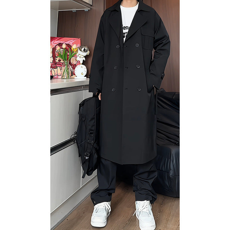 Korean Style Over The Knee Men's Loose trench coat