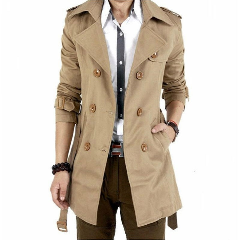 Classic Retro Men's Windbreaker Double-breasted Slim trench coat