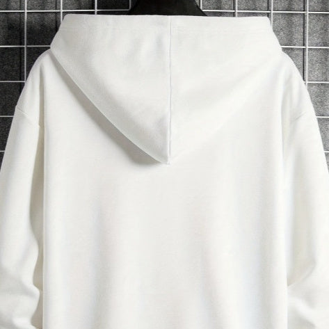 Men's Casual Geometric Pattern Hooded Sweater With Bag