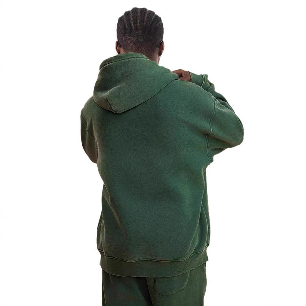 Heavy Fleece-lined Thickened Retro Washed hoodie