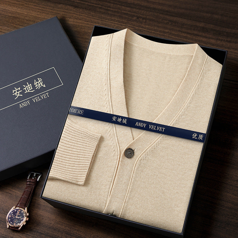 V-neck Knitted Cardigan Coat Men