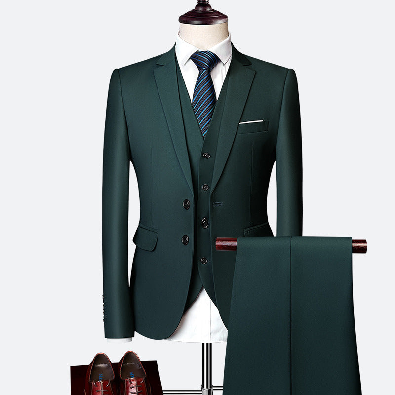 Men's Three-piece British Slim-fitting Wedding Dress Multicolor suit