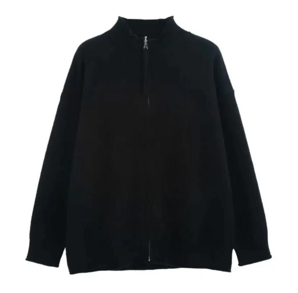 Men's Spring And Autumn Stand Collar Knitted Cardigan Jacket