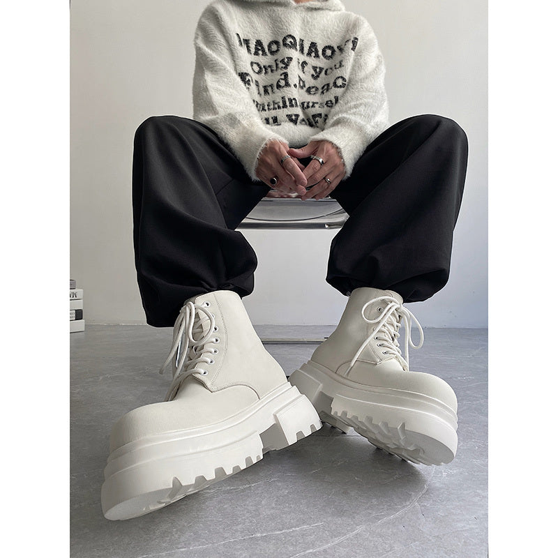 Autumn And Winter Leather Martin Boots High-top Leather Fleece-lined boots