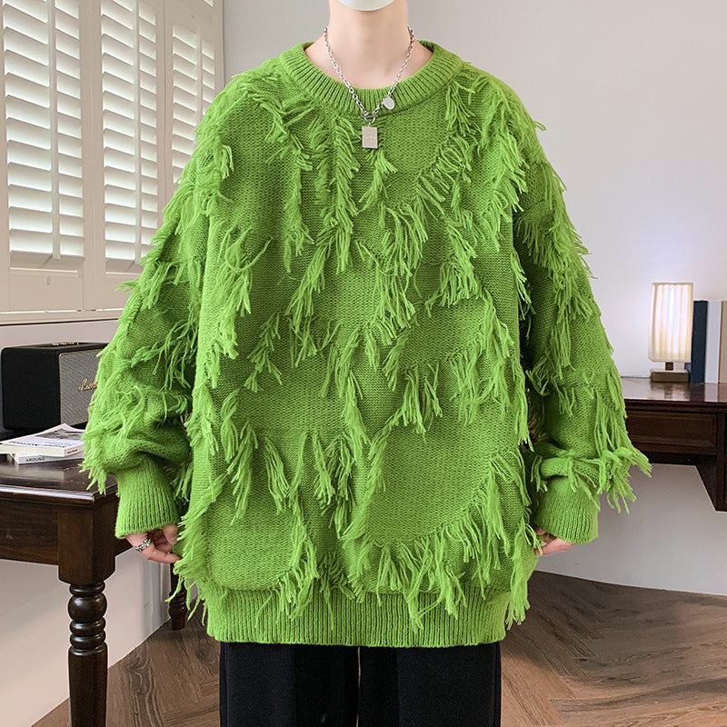 Pullover Round Neck Line Jacquard Long Sleeve Sweater