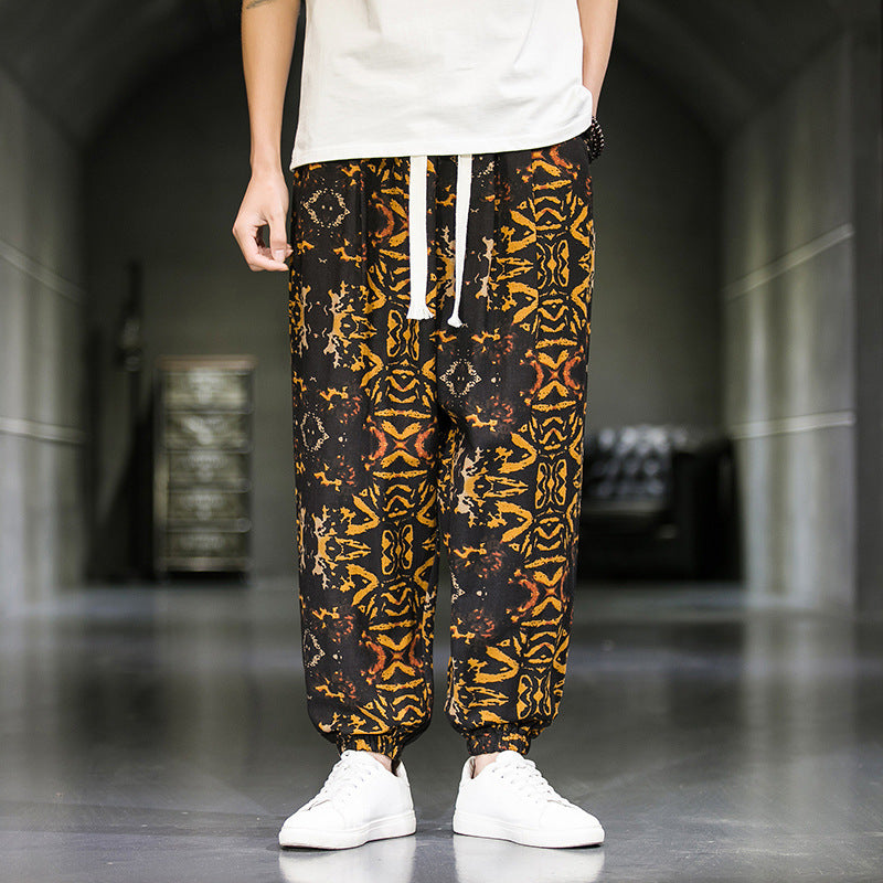 Mens Breathable Casual Wide Leg Pants