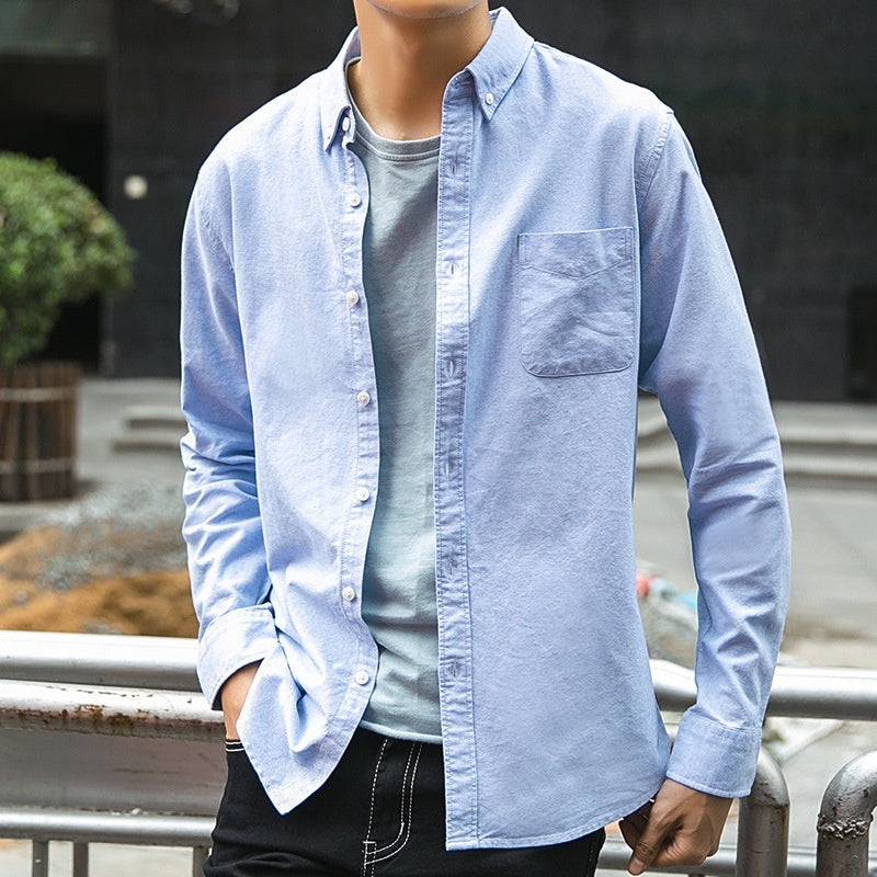 Men's Cotton Oxford Business Casual Long Sleeve Shirt