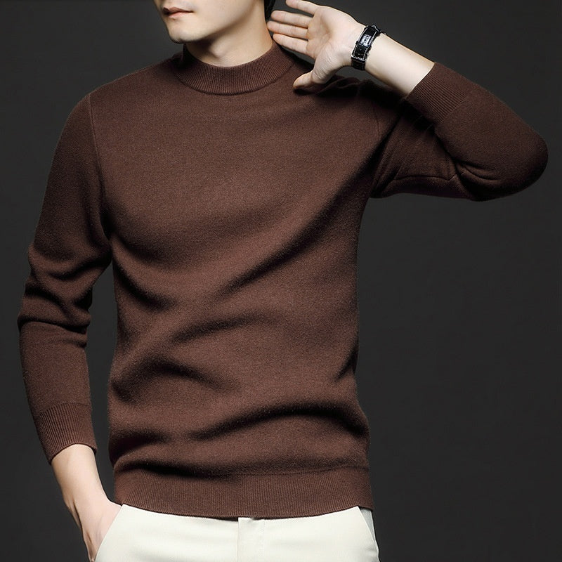 Men's Worsted Knitted Long Sleeve Sweater
