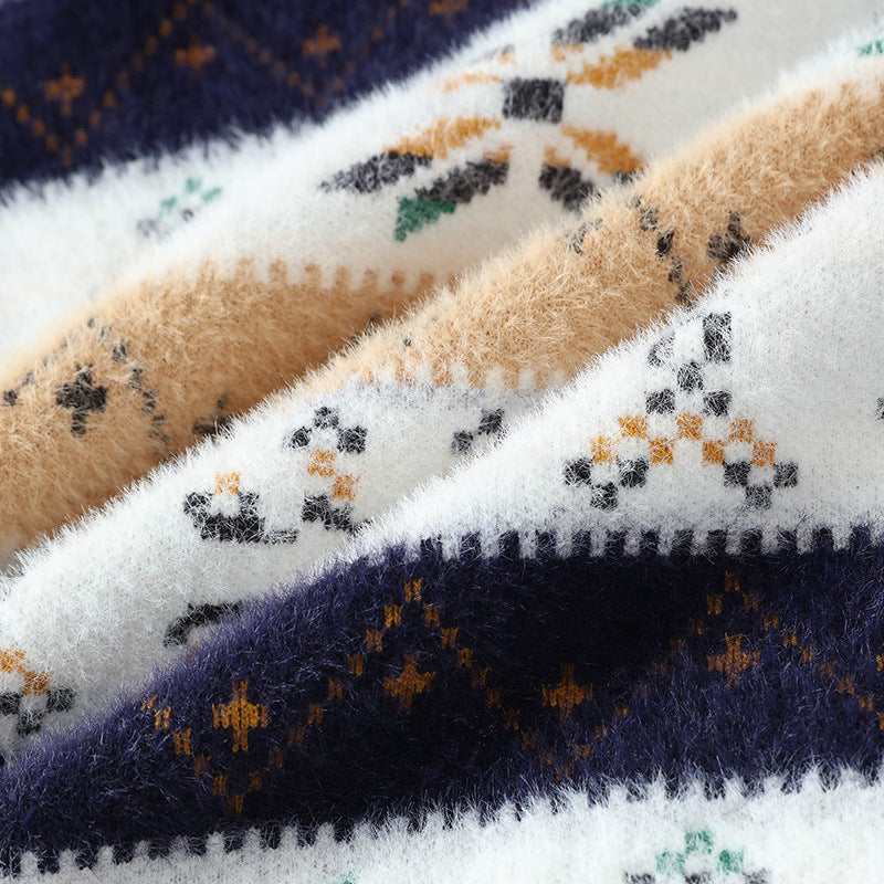 Mink Fur Thickened Half-high Collar Sweater