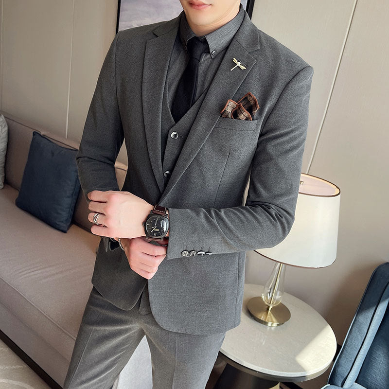 Men's Solid Color Men's Three-piece Suit