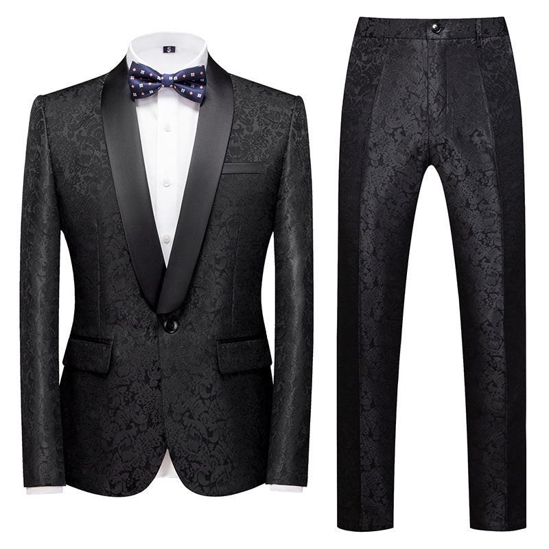 Men's Evening Dress Host Jacquard Two-piece suit Set