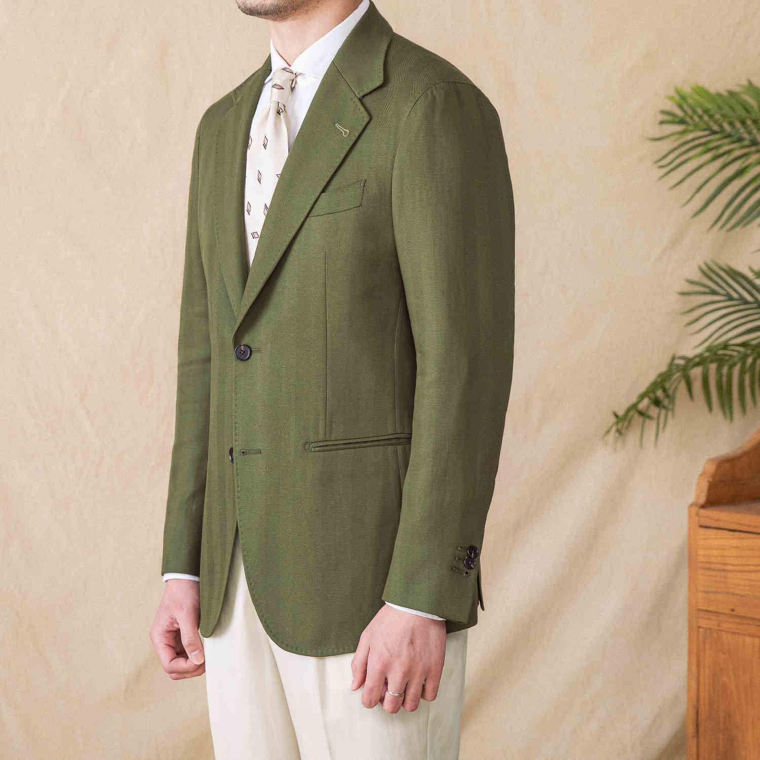 Linen Cotton Half Lining Lightweight Casual Breathable Suit