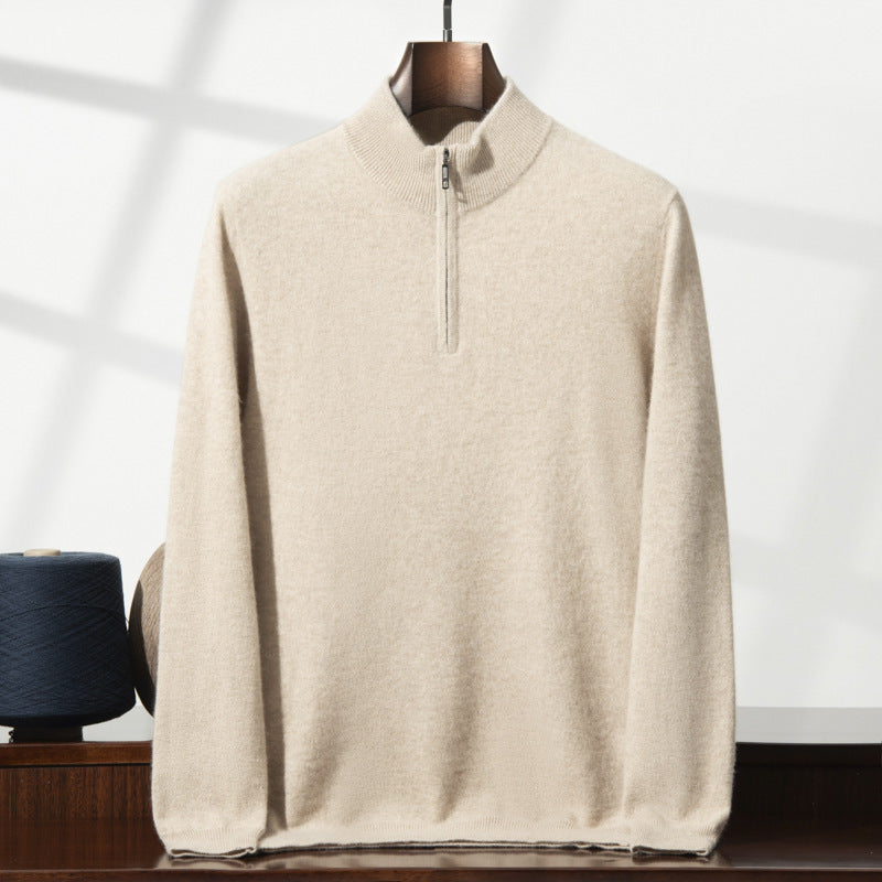 Men's Cashmere Sweater Zip-up Turtleneck Young And Middle-aged sweater
