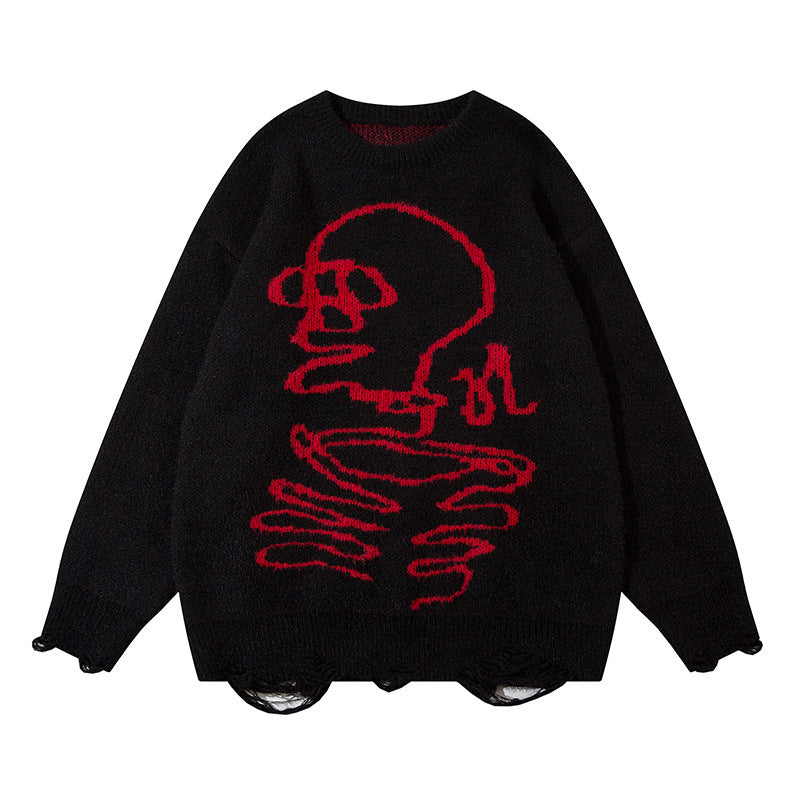 Dark Skull Ripped Sweater