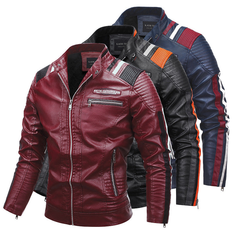 Motorcycle Leather Coat For Men Autumn And Winter