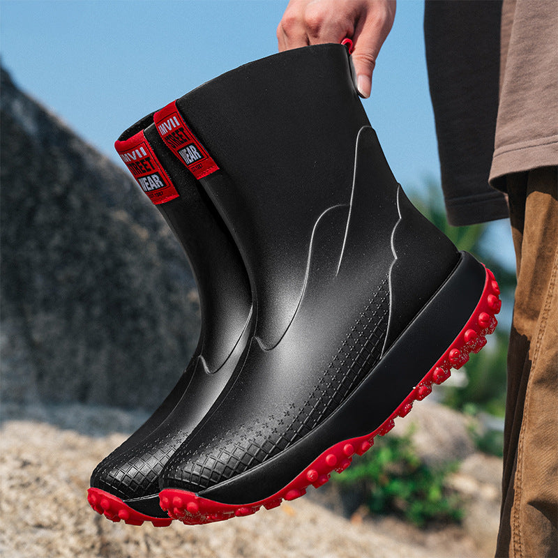 Mid And Low Tube Men's Rain Boots Outdoor Non-slip Waterproof Shoes
