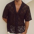 Men's Hollow-out Breathable Short-sleeved Lapel Casual Shirt