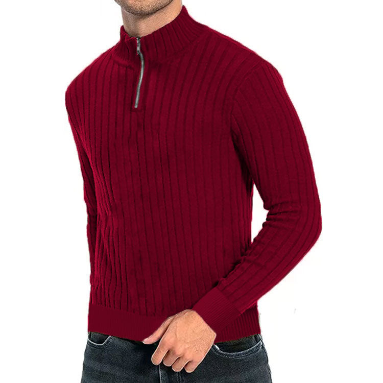 Leisure Pullover Men's Half-high Collar Zip Sweater