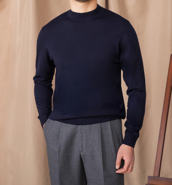 Wool British Commute Slim-fit Pullover Bottoming Shirt