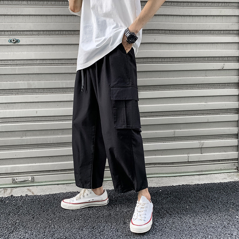 Mens Sports Casual Loose Fitting Wide Leg Trousers
