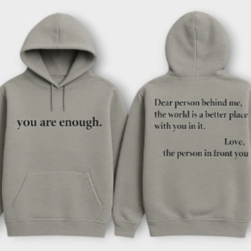 Fleece-lined Plain Letter Print Pocket Drawstring Print Hoodie