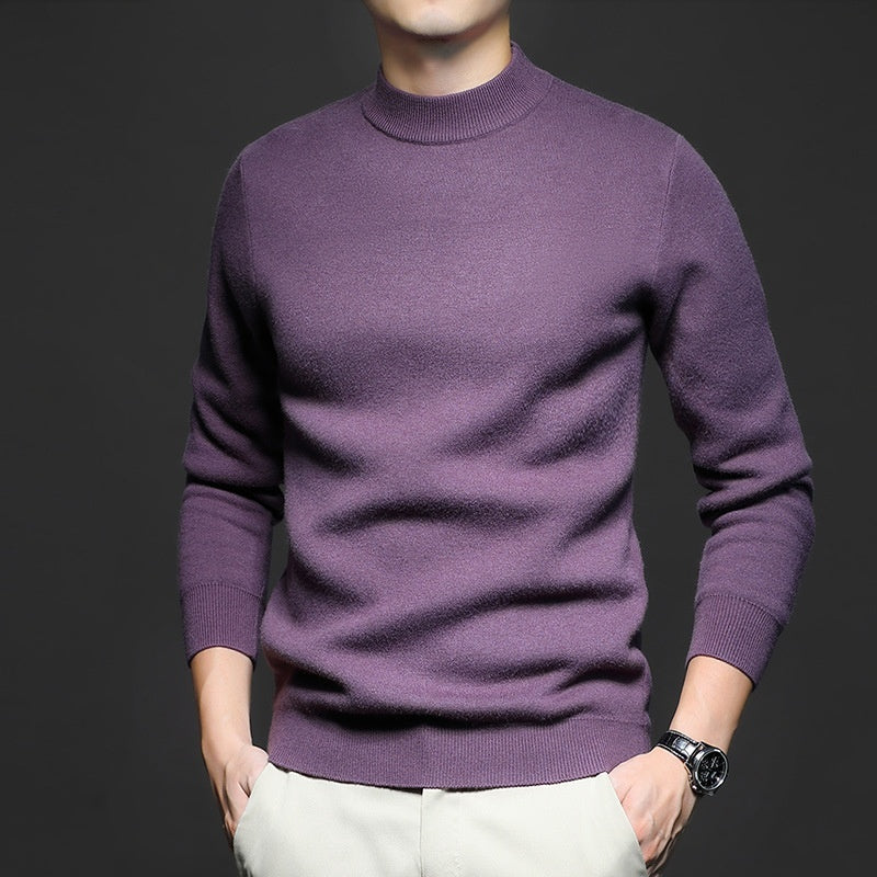 Men's Worsted Knitted Long Sleeve Sweater