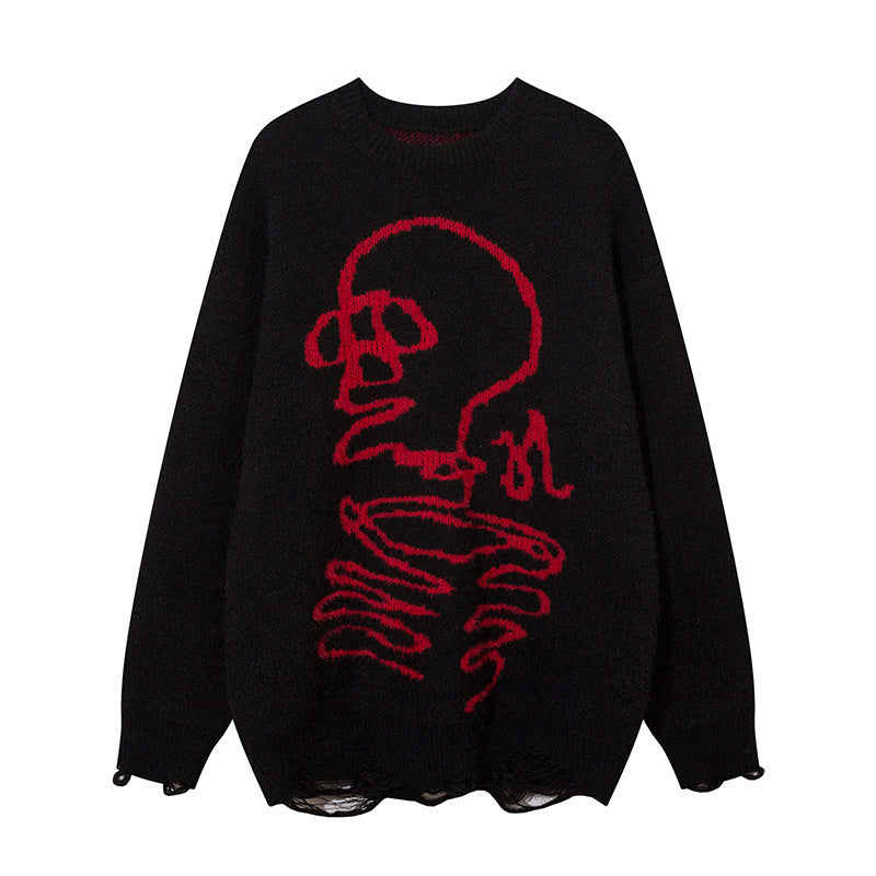 Dark Skull Ripped Sweater