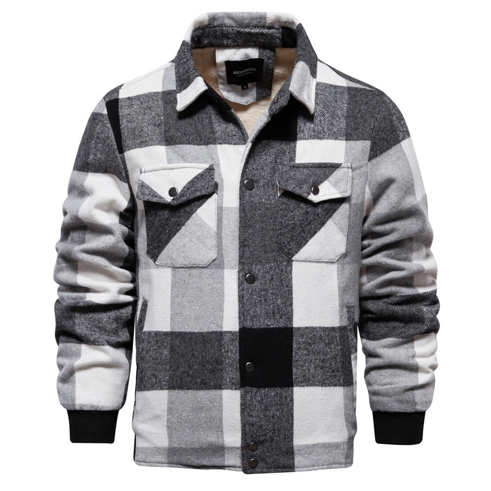 Autumn And Winter Men's Casual Plaid Coat