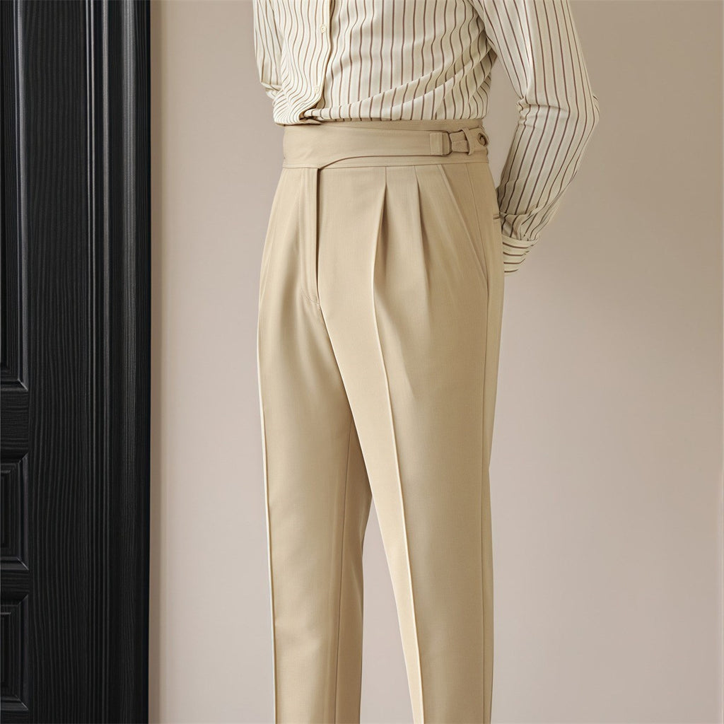 British Retro Business Casual Paris Buckle Suit Pants Men