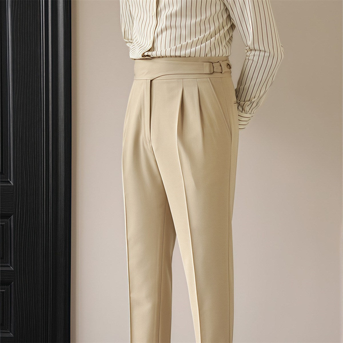 British Retro Business Casual Paris Buckle Suit Pants Men