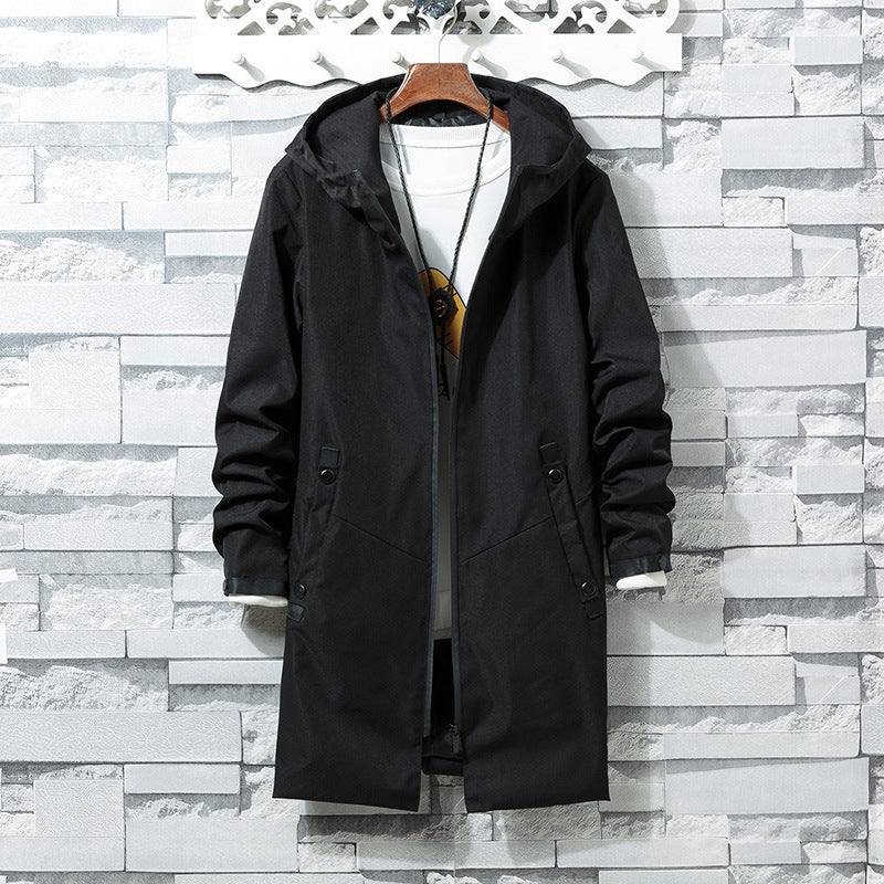 Autumn Hooded Coat Solid Color Mid Length coat