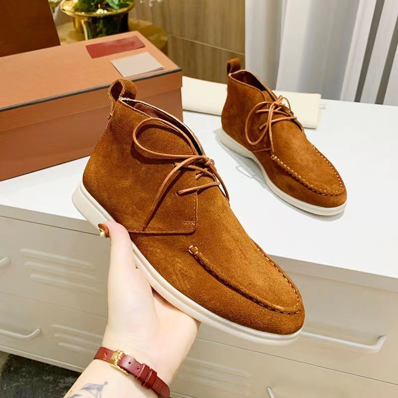 Men's Mid-top Flat Pumps Ankle Lace-up boots