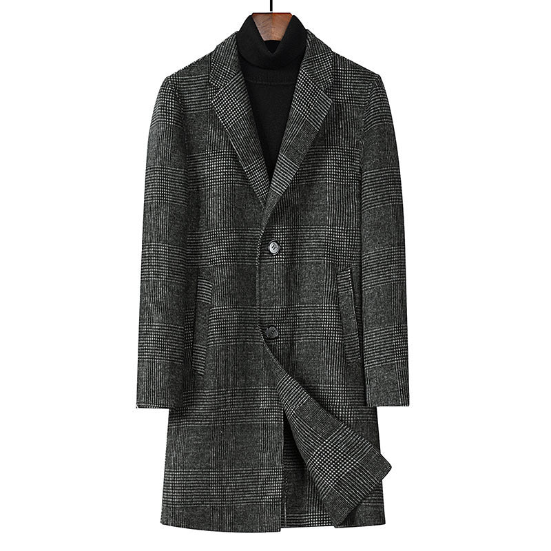 Men's Plaid Double-sided Woolen Coat